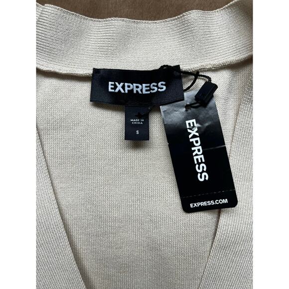 NWT Express Button Front V Neck Viscose Cardigan Sweater Women’s Sz Small Cream‎ - Picture 4 of 8